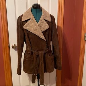 Vintage Brown Shearling-Lined Women's Jacket